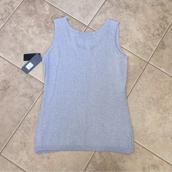 Christine Alexander Metallic Silver Swarovski Sweater Cardigan Tank Set Med NWT! - Picture 7 of 10